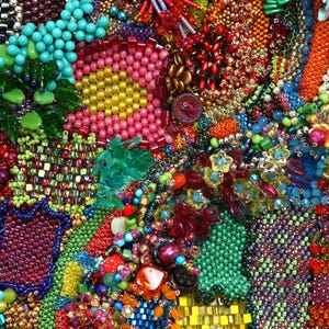 Beaded Artwork Print: Sculptural Glass Beads, Signed Giclee Art
