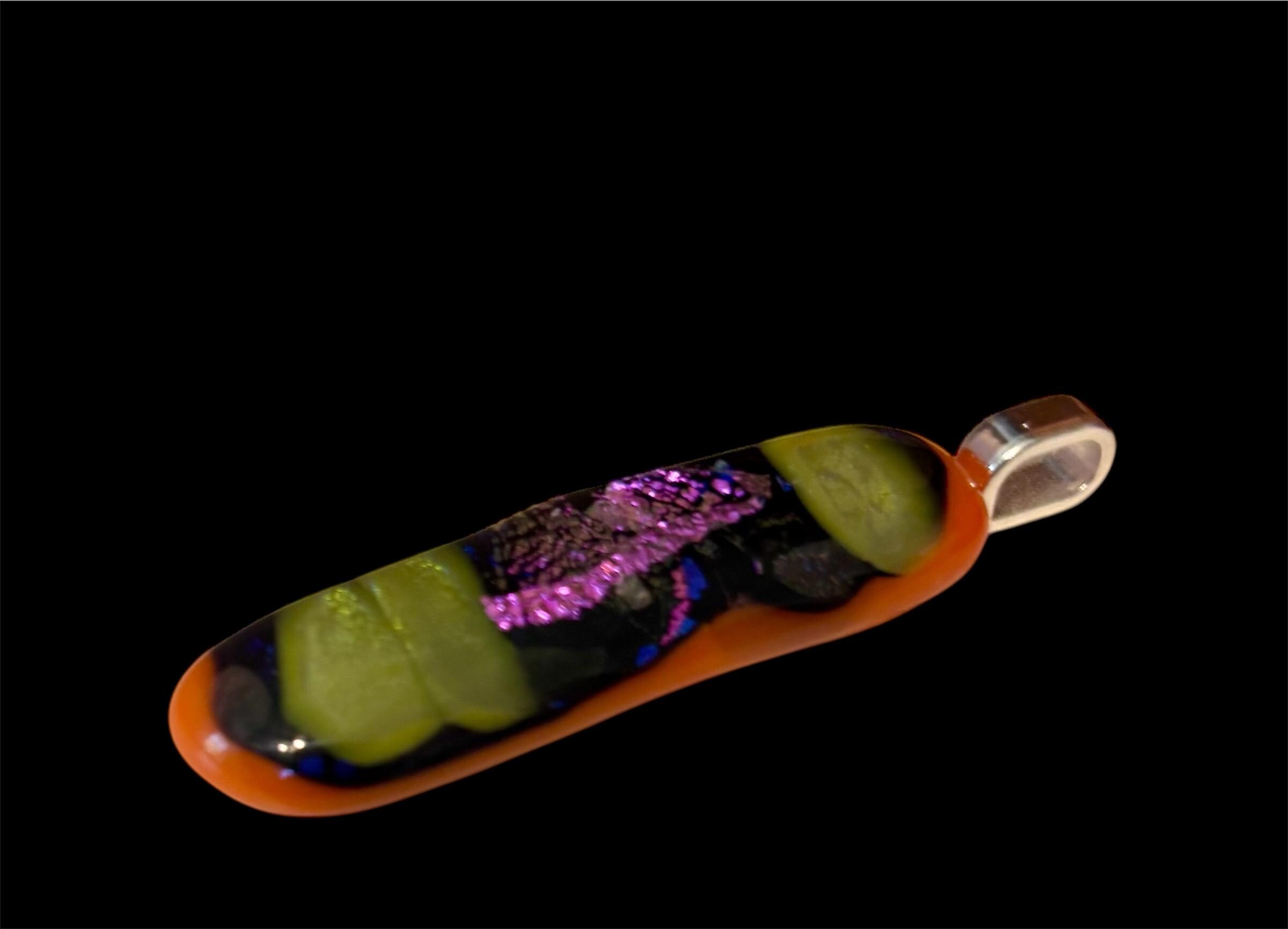 Handcrafted Fused Glass Pendant Necklace – Unique Wearable Art Jewelry - Thumbnail 4
