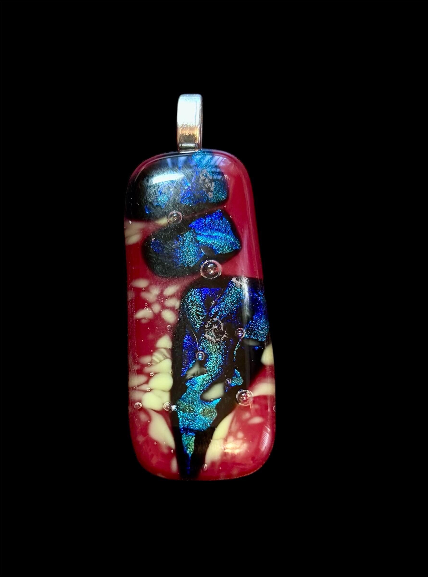 Handcrafted Fused Glass Pendant Necklace – Dichroic - Unique Wearable Art Jewelry