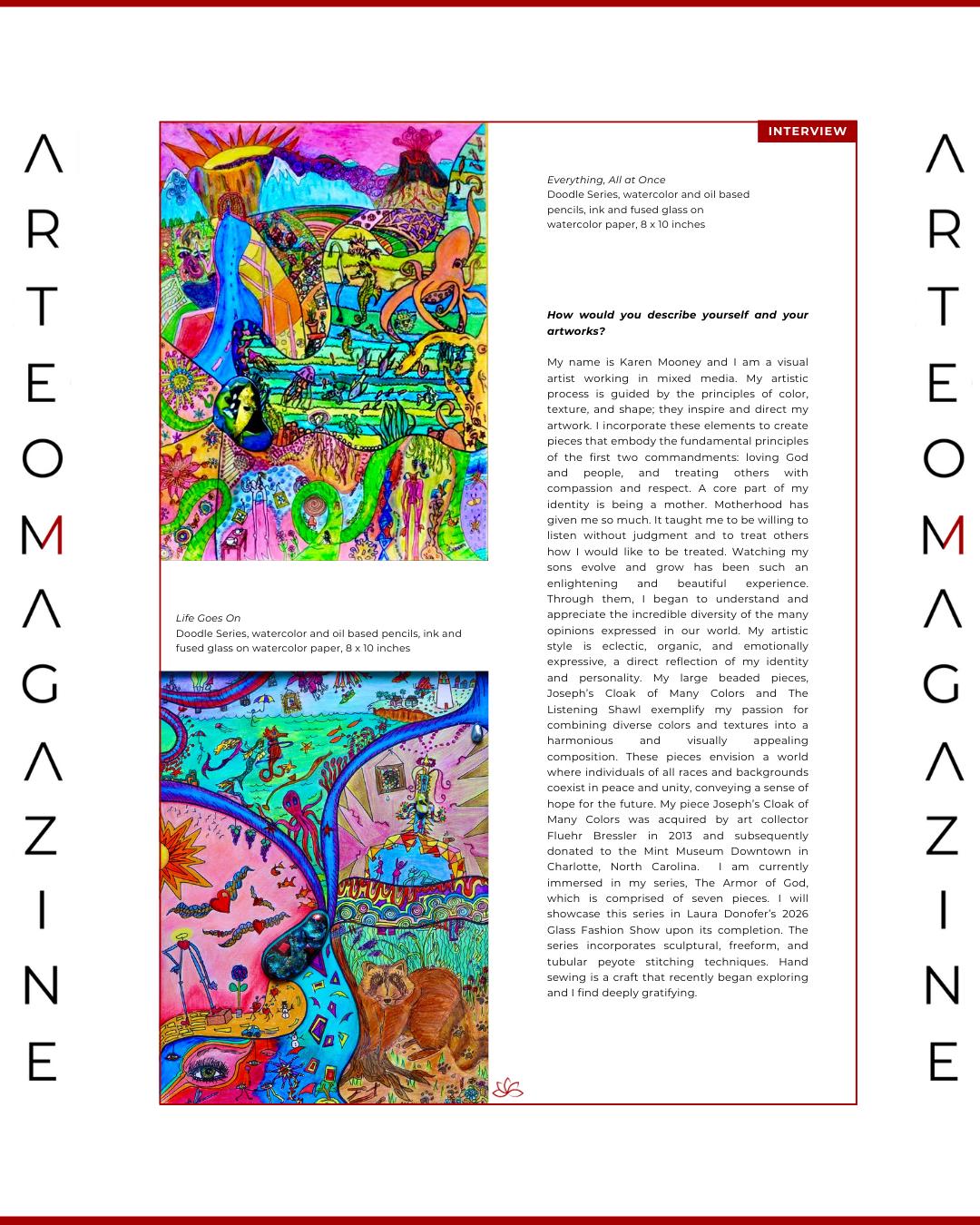 Everything All at Once - Art Print, Colorful, Mixed Media, Giclee Print,  Archival Paper, Fabric, Canvas, Ink, Signed By Artist, Matted - Thumbnail 4