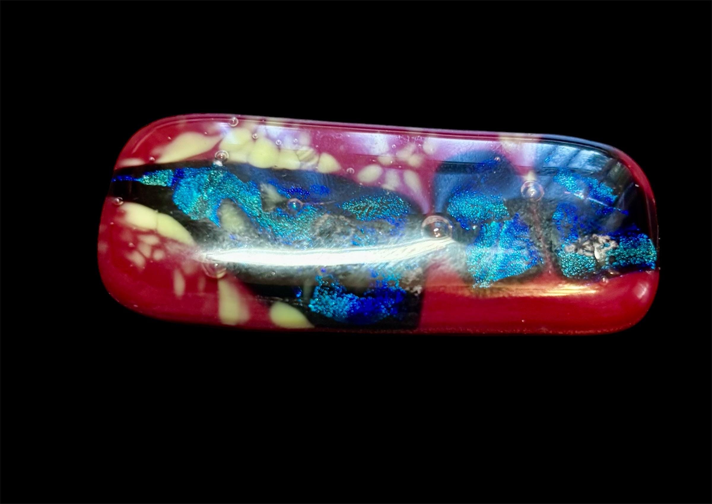 Handcrafted Fused Glass Pendant Necklace – Dichroic - Unique Wearable Art Jewelry - Thumbnail 3