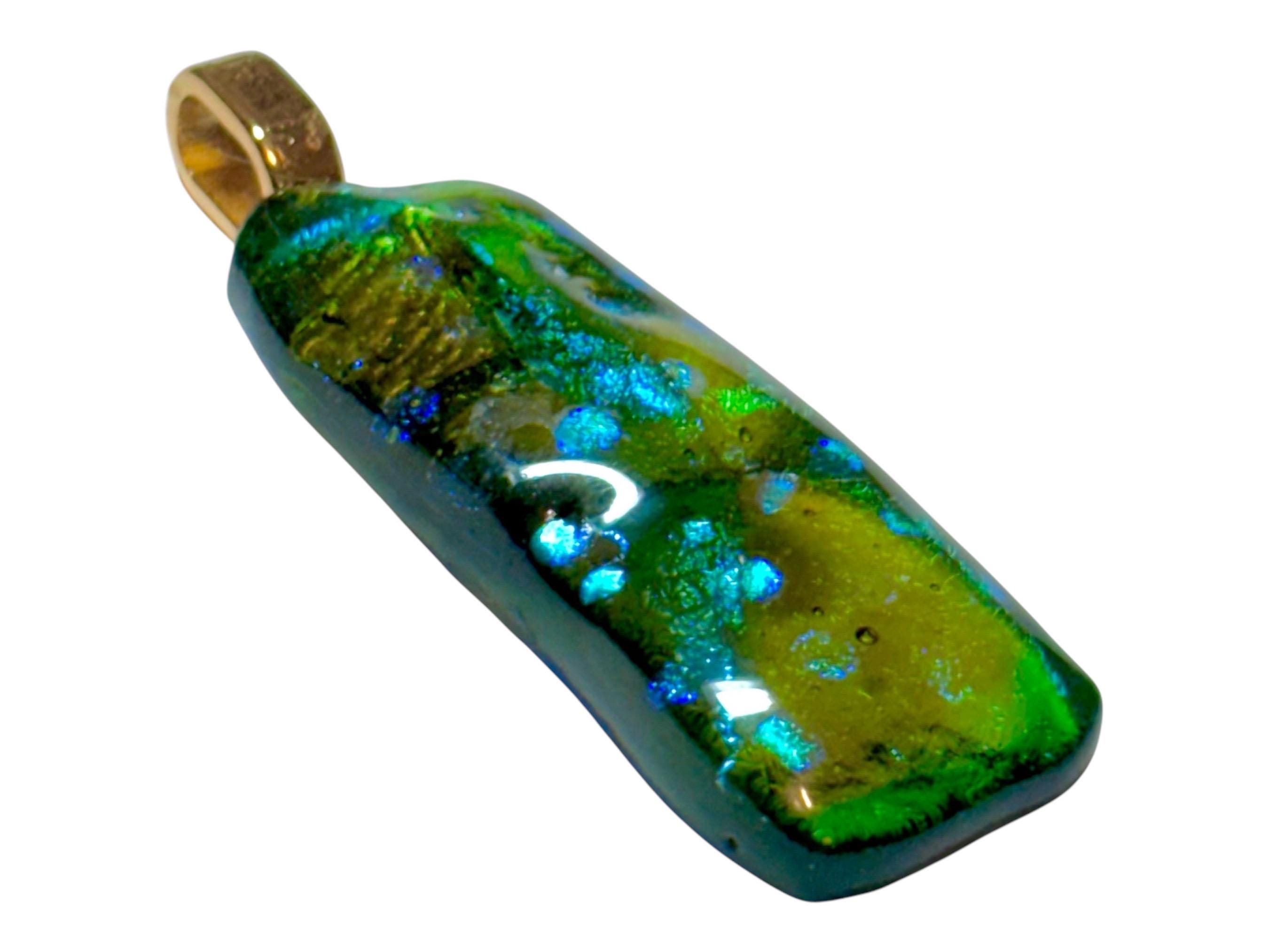 Handcrafted Fused Glass Pendant Necklace – Dichroic Glass - Unique Wearable Art Jewelry