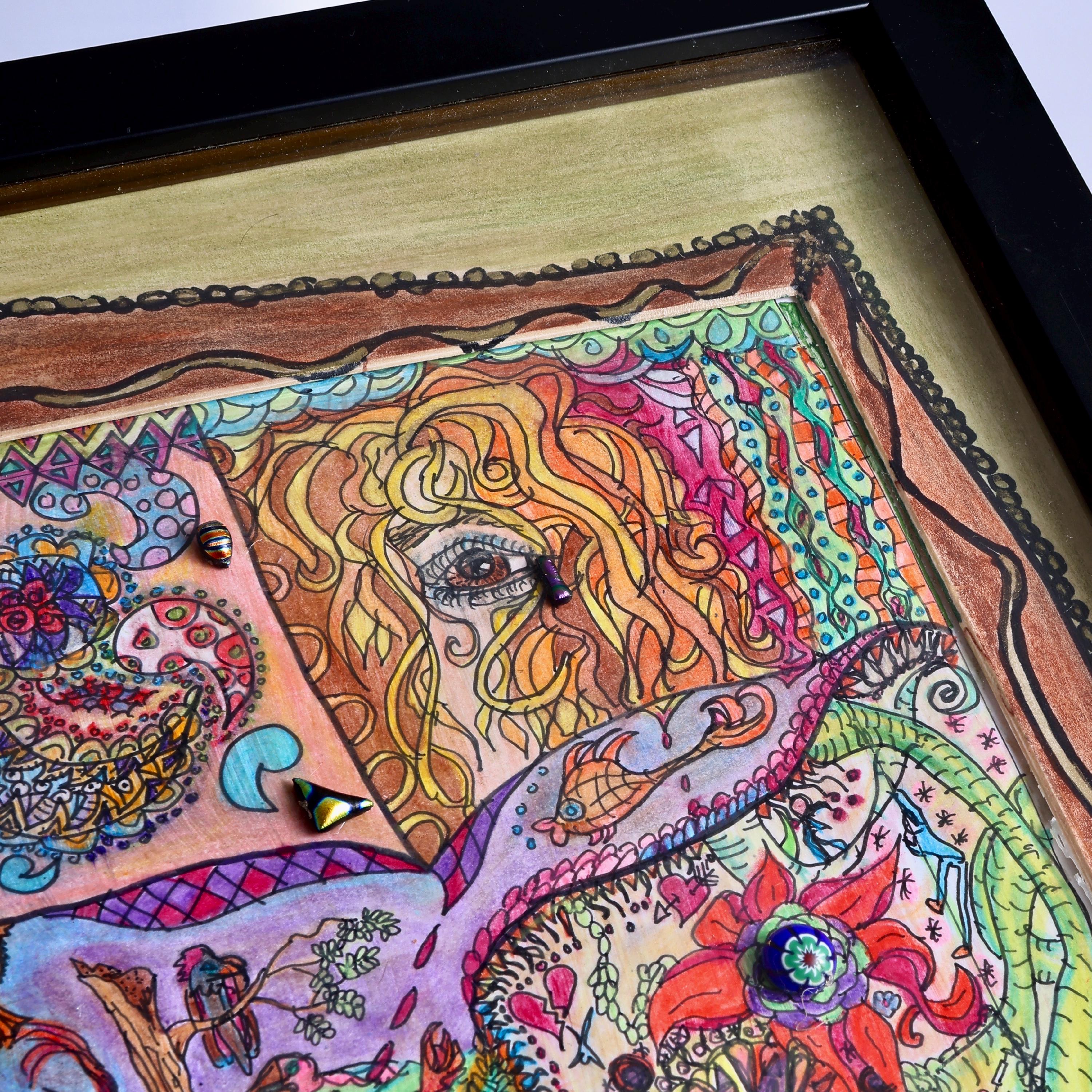 Mind's Eye - Art Print, Colorful, Mixed Media, Giclee Print On Archival Paper, Fabric, Canvas, Archival Ink, Signed By Artist, Matted - Thumbnail 3