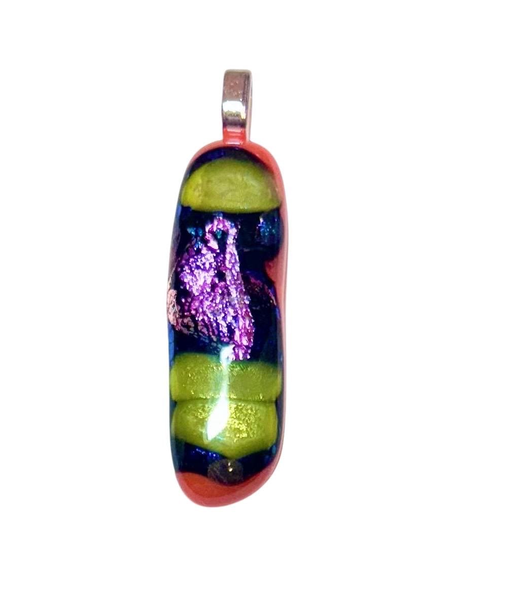 Handcrafted Fused Glass Pendant Necklace – Unique Wearable Art Jewelry - Thumbnail 2