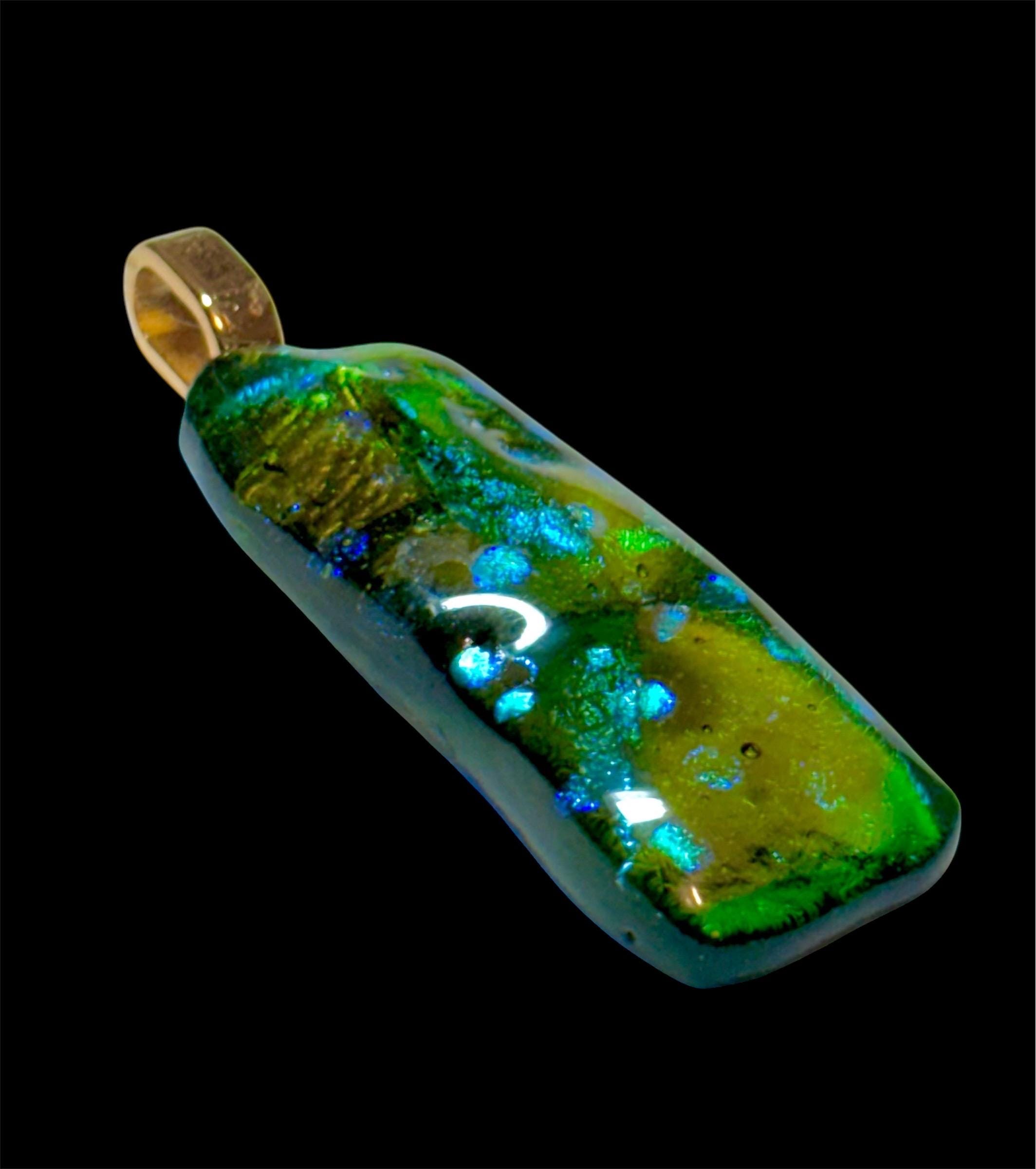 Handcrafted Fused Glass Pendant Necklace – Dichroic Glass - Unique Wearable Art Jewelry - Thumbnail 3
