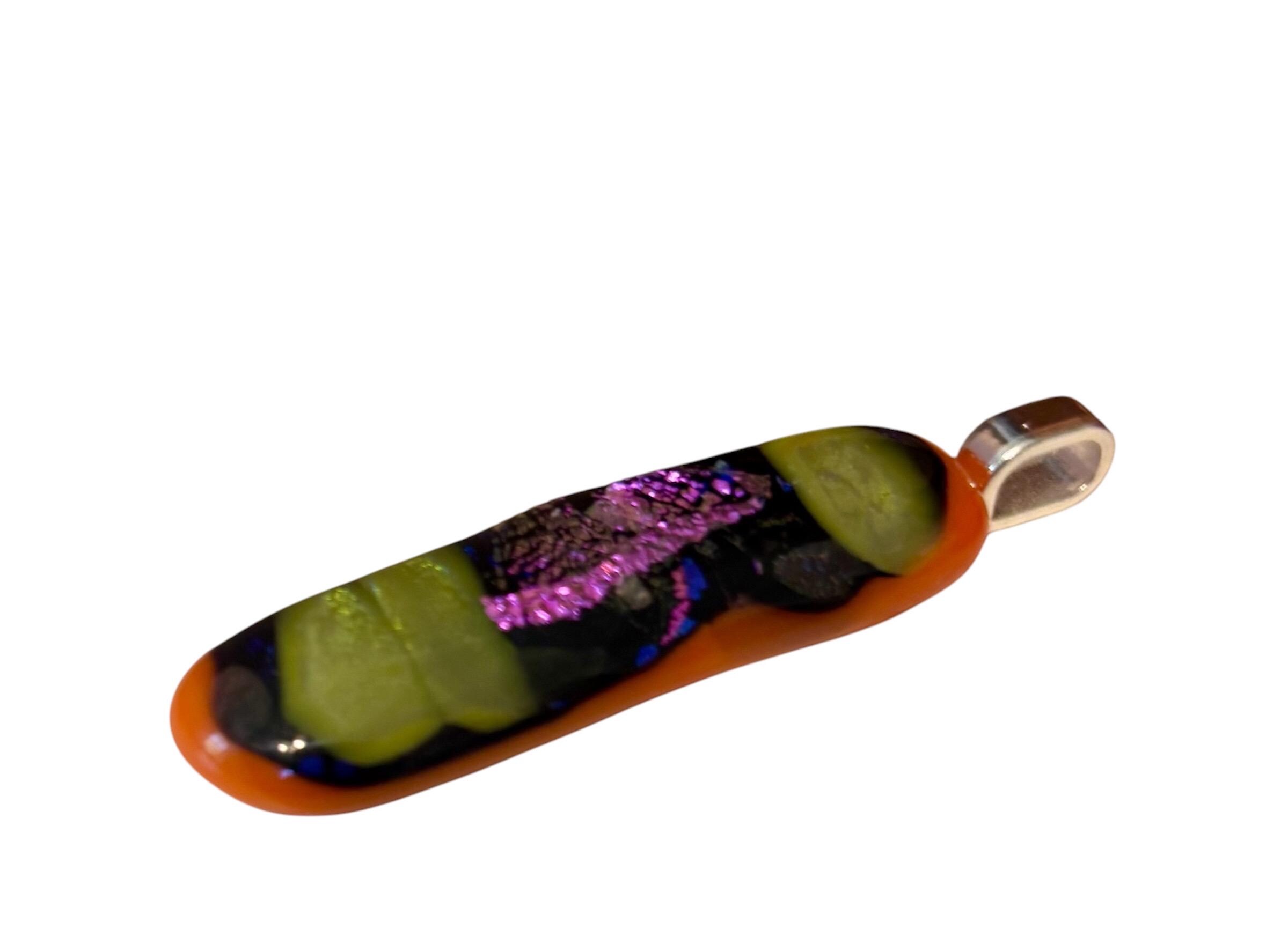 Handcrafted Fused Glass Pendant Necklace – Unique Wearable Art Jewelry - Thumbnail 3