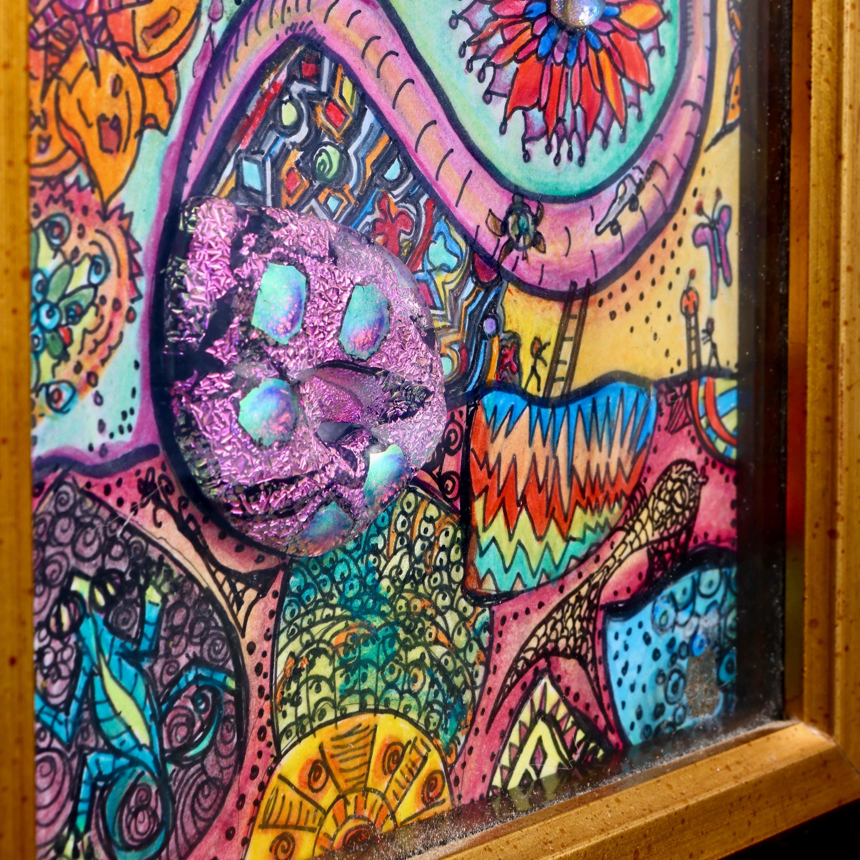 Follow - Art Print, Colorful, Mixed Media, Giclee Print On Archival Paper, Fabric, Canvas, Archival Ink, Signed By Artist, Matted - Thumbnail 5