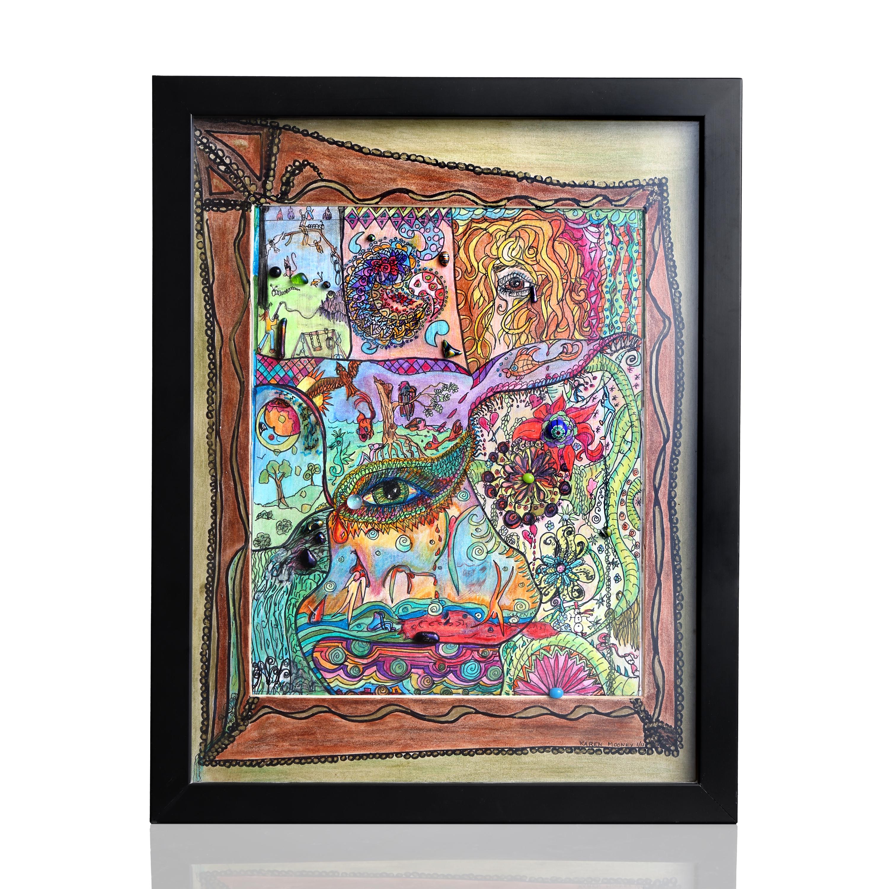 Mind's Eye - Art Print, Colorful, Mixed Media, Giclee Print On Archival Paper, Fabric, Canvas, Archival Ink, Signed By Artist, Matted - Thumbnail 2