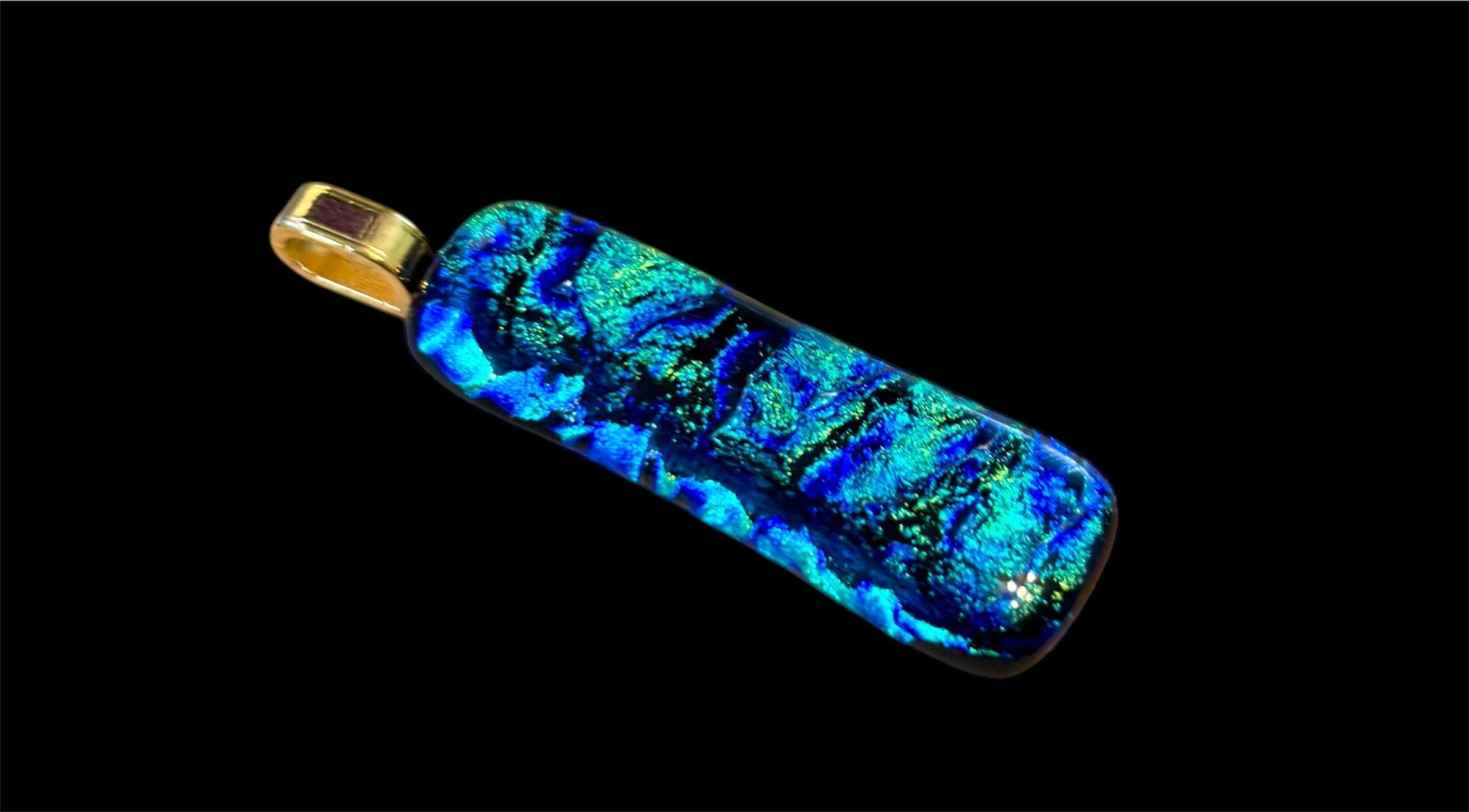 Handcrafted Fused Glass Pendant Necklace – Dichroic Glass - Unique Wearable Art Jewelry