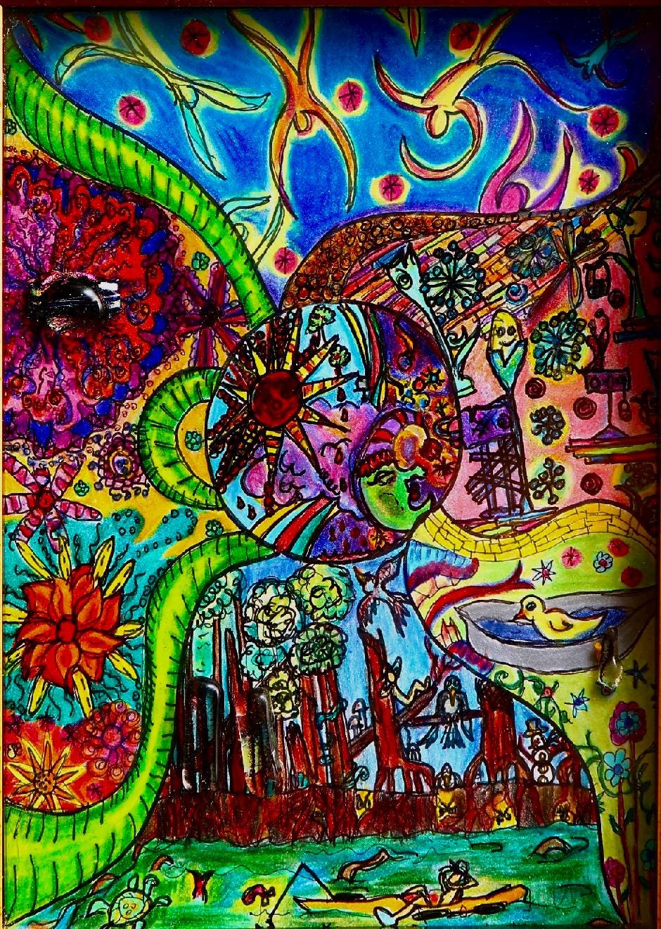 Out of Control - Art Print, Colorful, Mixed Media, Giclee Print On Archival Paper, Fabric, Canvas, Archival Ink, Signed By Artist, Matted