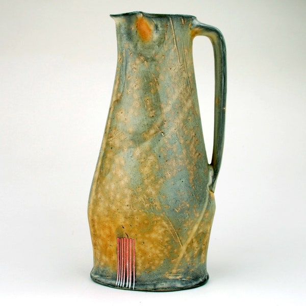 Oval Pitcher with Pink Strips