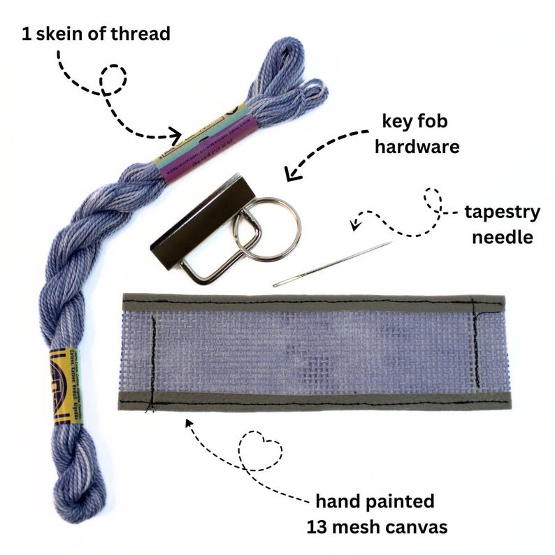NEEDLEPOINT KEY FOB, BOURBON 5 WAYS