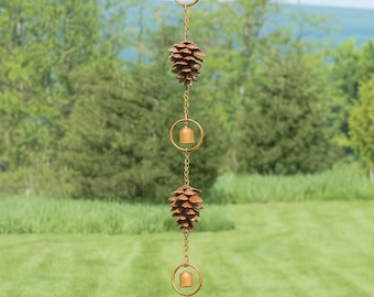 Pinecone Bell Rain Catcher: Cast Iron Garden Hanging Ornament