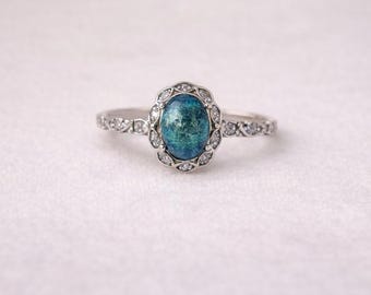 Vintage Halo Cremation Ash Ring | Memorial Keepsake Jewelry | Cremation Jewelry | Ring with Ashes | Pet loss Jewelry