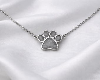 Paw Print Cremation Necklace, Pet Memorial Jewelry, Pet Memorial Gift, Pet Loss