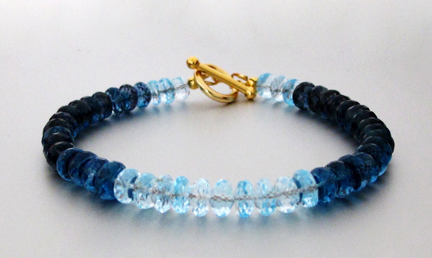 18K London Blue Topaz and Swiss Blue Topaz Bracelet 18K Solid - Etsy