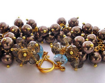 Swarovski Brown Pearl Bracelet, Brown Pearl Bracelet