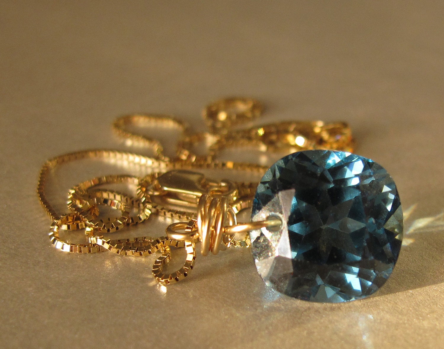 14k Solid Gold London Blue Topaz Necklace 14k Gold London  Etsy