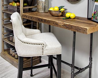 Standing Desk made with reclaimed wood and pipe legs.  Custom designs and orders welcome. Choose size, height, wood thickness, finish