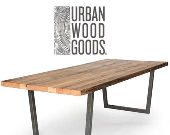 Rustic Reclaimed Wood Brooklyn Dining Table-choose style, size, table top thickness, and finish