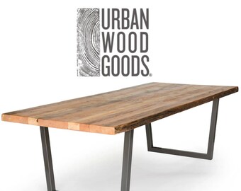 Urban Wood Goods Reclaimed Wood Dining Table.  Your choice of size, steel base style, wood thickness, finish.