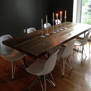 Reclaimed Wood Dining Table with 2.5 thick top and steel legs in your choice of leg style, color, size and finish image 1