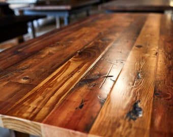 Customized Dining Table Made with Reclaimed Wood - Recycled Wood Coffee Table with Steel Legs - Urban Wood and Steel Dining Table for Home