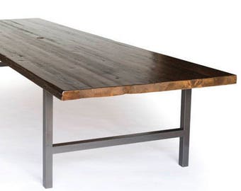 Urban Wood Goods Conference Table with steel H leg base-choice of steel legs style, color and wood thickness, size, height and finish.