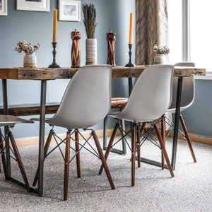 Reclaimed Farm Table with barn wood top and modern steel legs in your choice of leg style, color, size and finish image 1