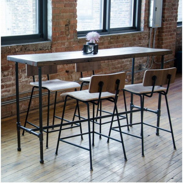 Counter Height 36"H Dining Table with pipe legs and unfinished reclaimed wood top. Table comes with a complimentary jar of mild wax sealant.