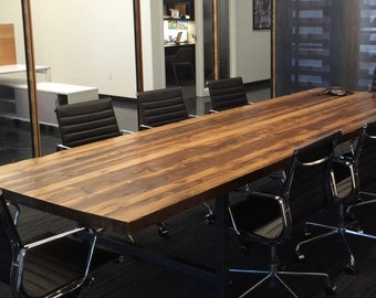 Conference Table Made with Thick Reclaimed Wood -Modern Office Furniture Wood Table -Solid Wood Coffee Table Rectangle -Industrial Furniture