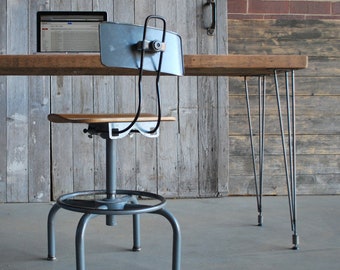 Mid Century Modern Furniture Desk - Reclaimed Wood Desk Top with Hairpin Legs - Farmhouse Wood Desk Large - Rustic Harvest Wood Desk