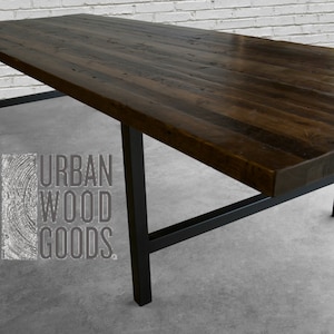 Wood Conference table in 1.5 thick white oak reclaimed wood and stainless steel legs in your choice of size and finish. image 4