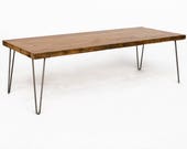 Mid Century Vintage Coffee Table made with hairpin legs. Pricing starting at 36 quot x 20 quot , 1.5 quot thick top. Custom designs and sizes welcome.