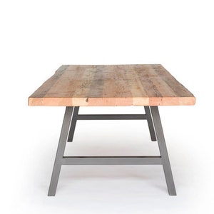 Modern Farmhouse Wood Dining Table made with reclaimed wood and steel A frame legs in your choice of leg style, color, size and finish image 3