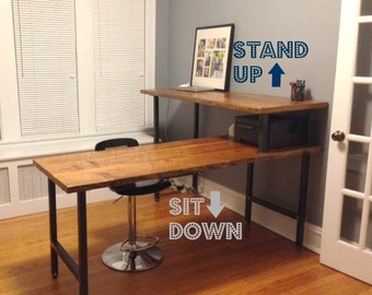 L shape desk made of reclaimed wood, modern and beautiful. Choose your size, finish, height