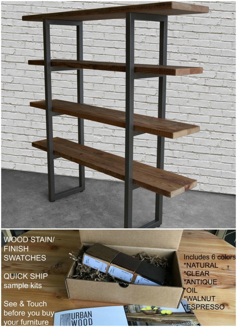 Urban Plank Wood Shelving/Storage/Bookcase with steel supports. Choice of size and finish. Custom inquiries welcome. image 1