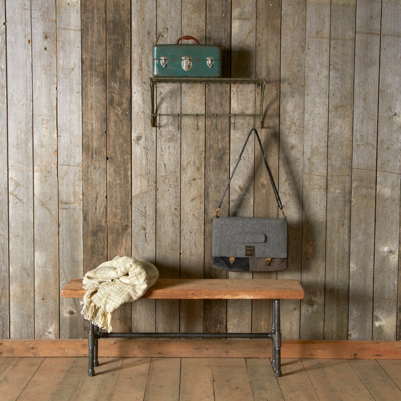 Modern Industry Reclaimed Wood Bench with pipe legs. Choice of size, thickness and finish. image 1
