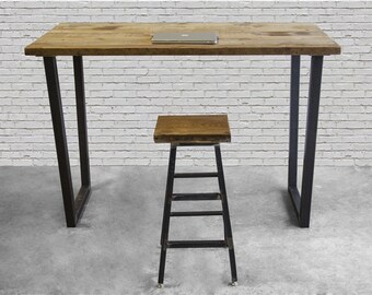 Standing Urban Wood Goods Desk with solid reclaimed plank wood top and Brooklyn legs in pic-choice of sizes, styles, finish