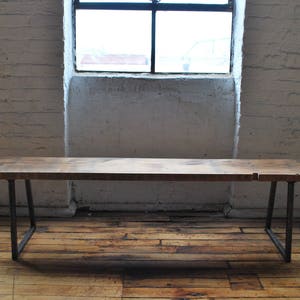 Industrial Reclaimed Wood Bench with square steel legs 1.5 Standard Top, 36L x 11.5w x 18h image 4