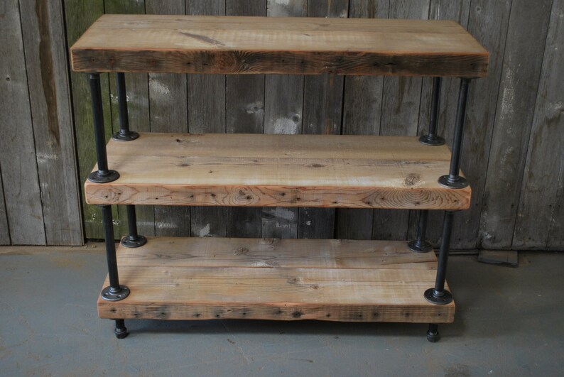 Industrial Reclaimed Wood shelves 3 shelves with pipe Etsy