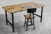 Reclaimed Wood Desk with steel H frame legs in choice of height, size, wood thickness and finish. 
