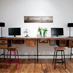 Custom Reclaimed Office Furniture, Urban Wood L Desk and Work Stations-choice of style, size, wood thickness/finish. Custom orders 5-7 weeks