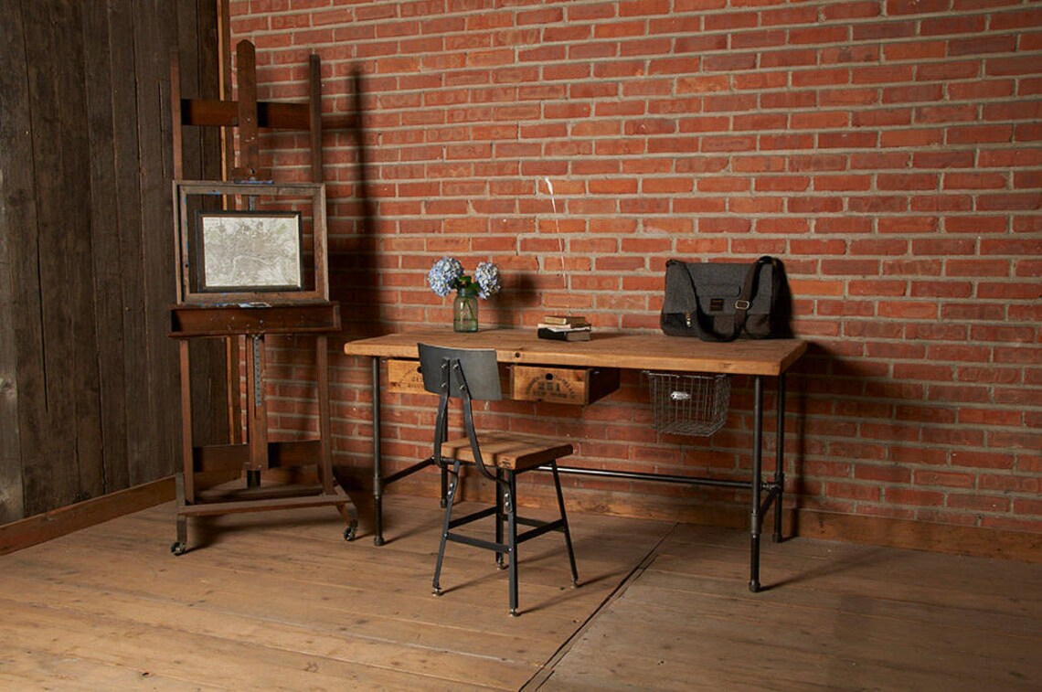 Industrial Rustic Reclaimed Wood Desk With Pipe Legs Choose Etsy
