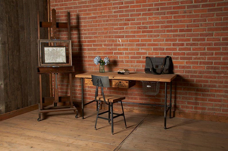 vintage desk, reclaimed wood Made to order in your requested size. 48 l x 24 w x 42 tall image 3