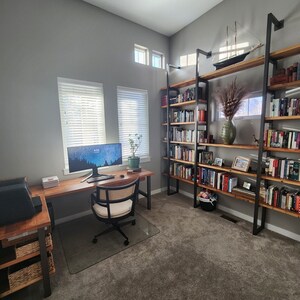 Farmhouse Office Desk L Shape Made with Reclaimed Wood L Shaped Computer Desk for Room Corner Reclaimed Wood L Shaped Desk for Office image 2