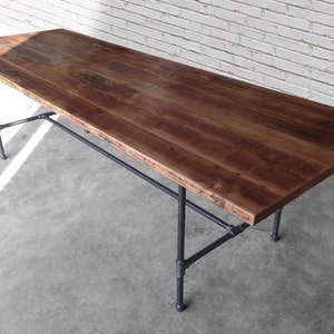 Rustic Wood Coffee Table Large Recycled Wood Table with Steel Pipe Legs Industrial Furniture Table Large Mid Century Modern Coffee Table image 1