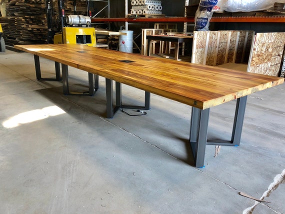 Wood Conference Table for Office Large Dining Table Made With Reclaimed  Wood Modern Office Furniture Wood Table Farmhouse Wood Tables 