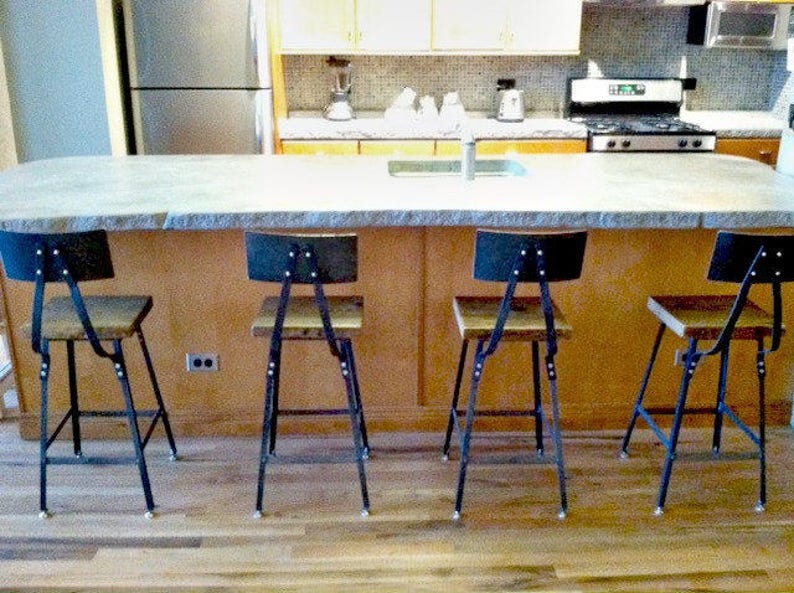 Urban Wood Goods Bar Stools with back. Offered in 3 heights 18 table, 25 counter, 30 bar. You choose size and finish. image 4