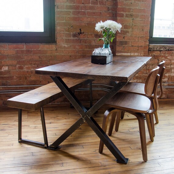 Industrial Vintage Wood Dining Table 